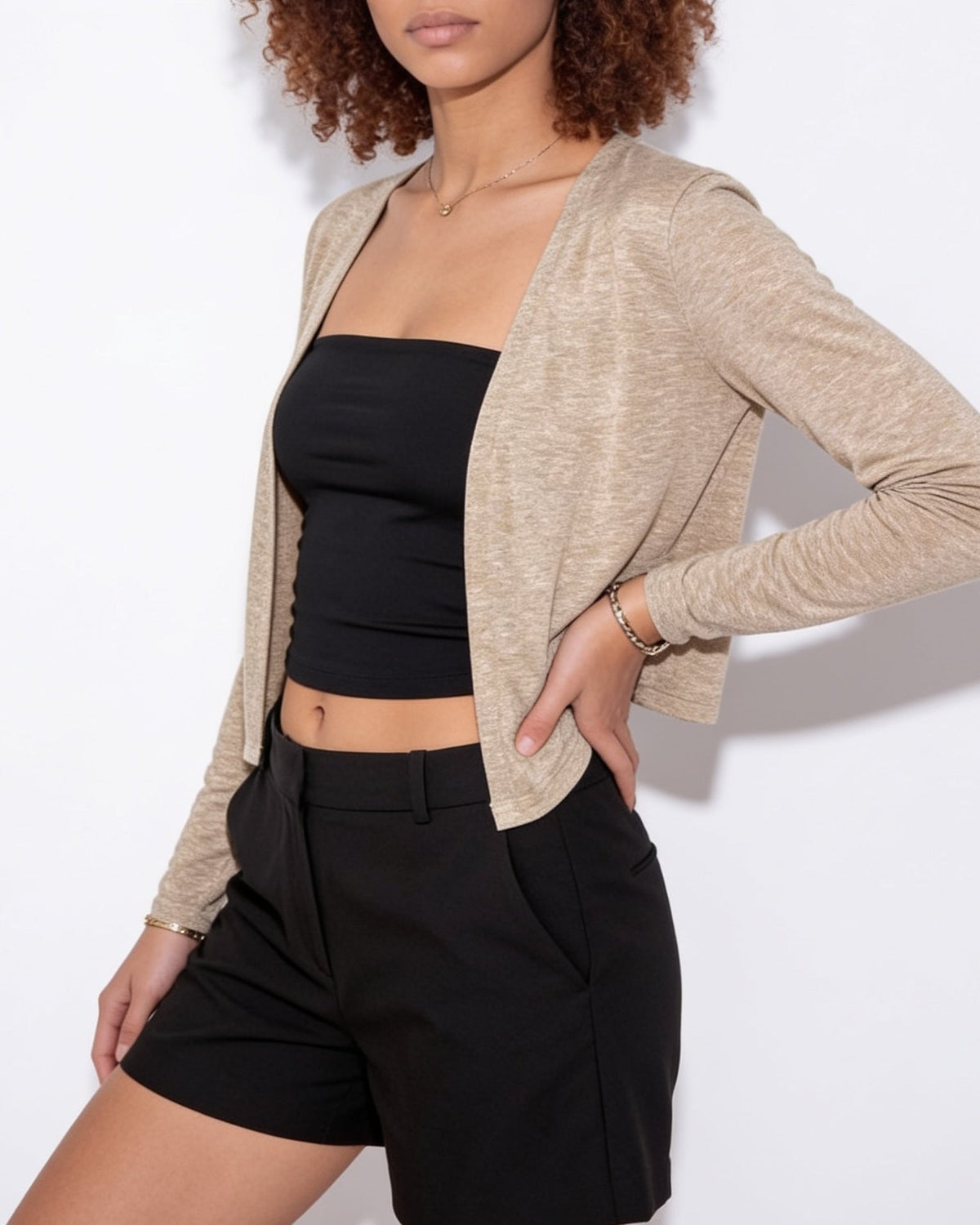 Cropped Cardigan | Women | Sheer Fabric | Open Front | Lightweight Layering Top | Nova Muse
