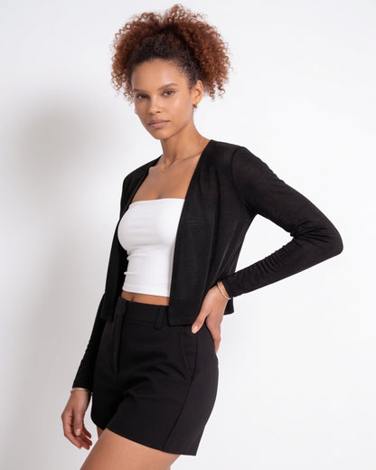 Cropped Cardigan | Women | Sheer Fabric | Open Front | Lightweight Layering Top | Nova Muse
