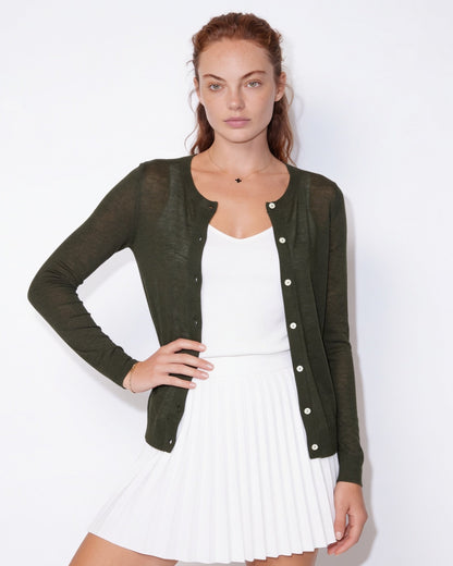 Fitted Cardigan | Women | Button Front | Round Neck | Long Sleeve Knitwear | Nova Muse