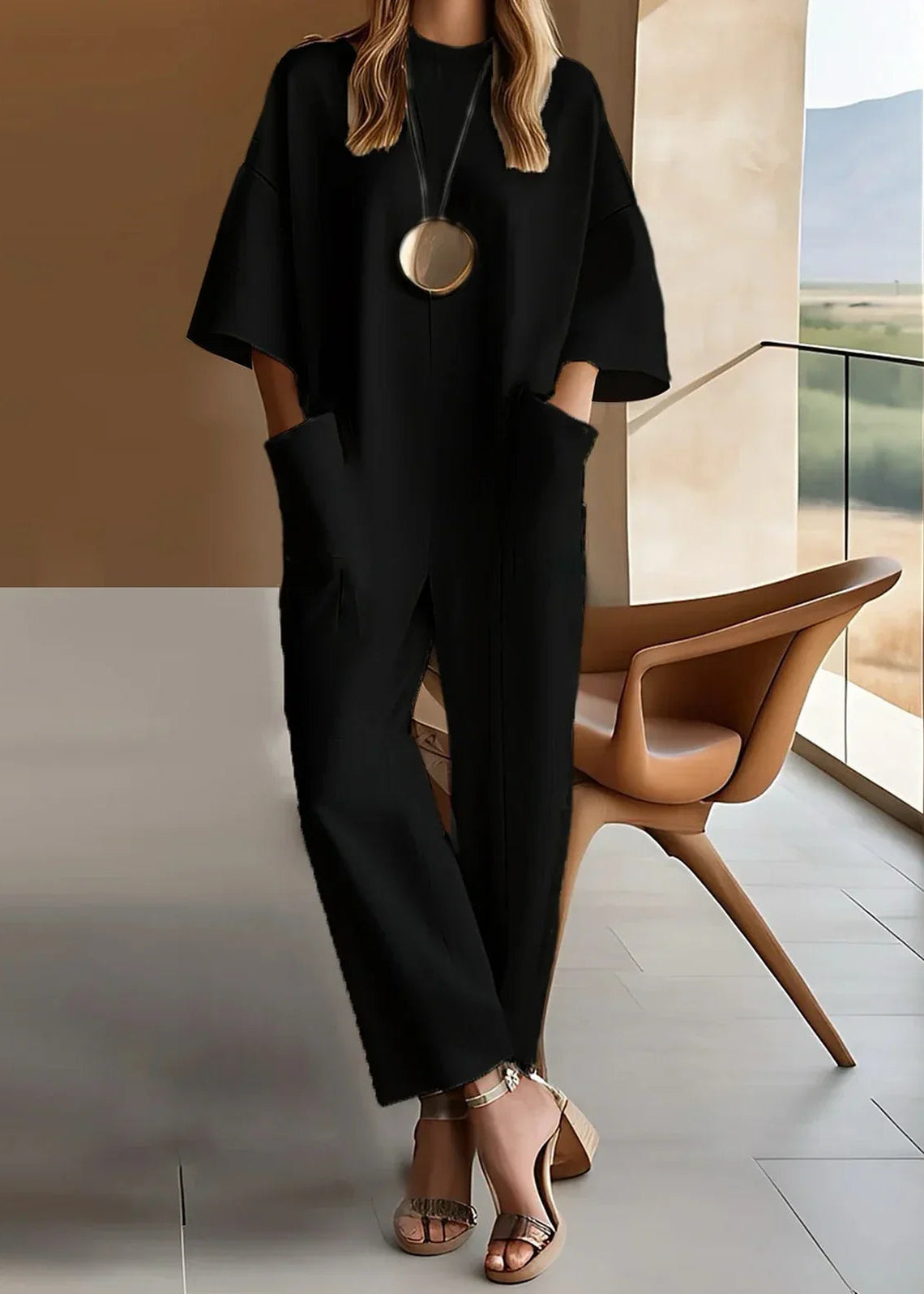 Women's Short Sleeve Jumpsuit | Relaxed Fit | Straight Leg Pants | Nova Muse