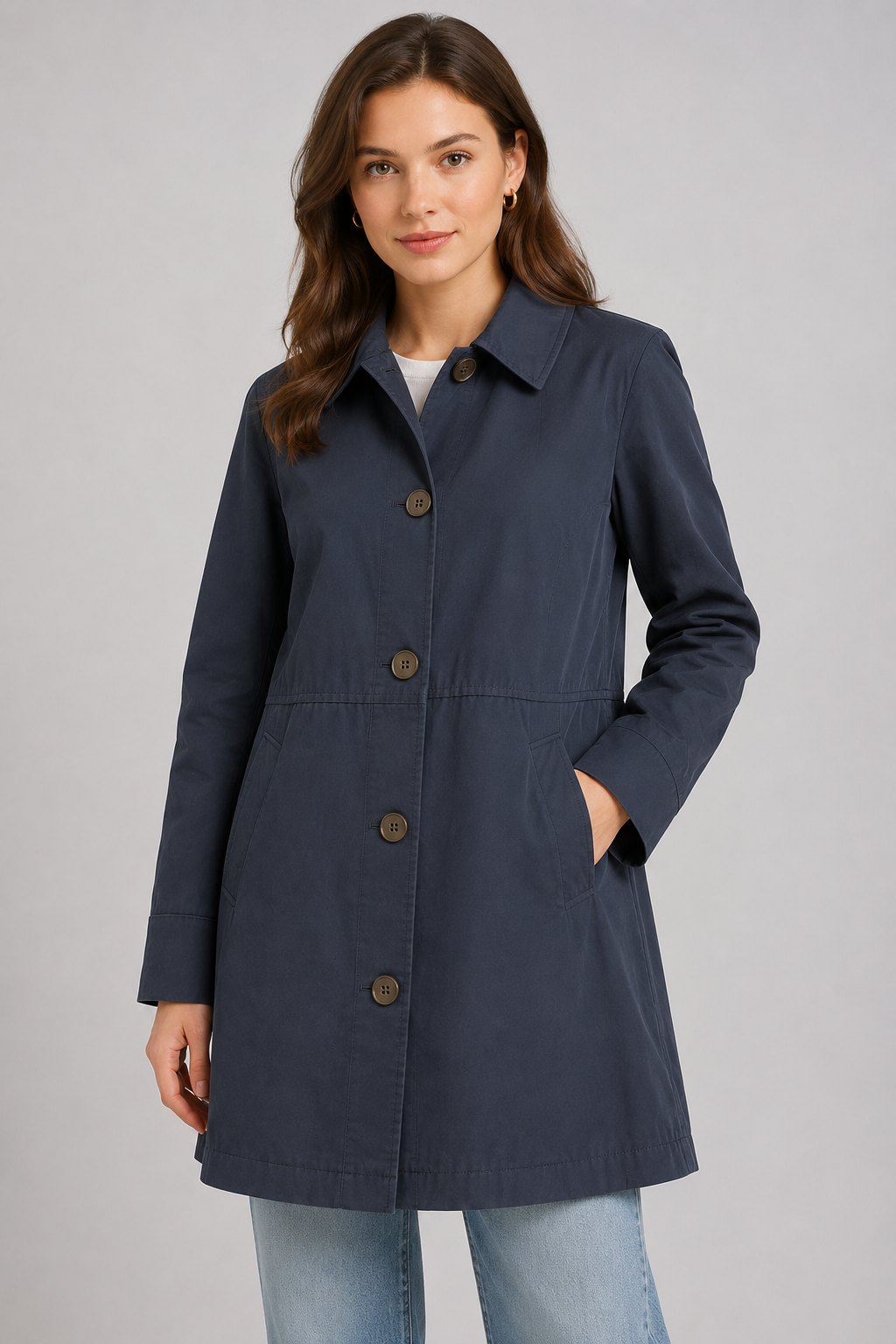 Long Trench Coat | Women | Lightweight Fabric Blend | Single Button Longline Outerwear | Nova Muse