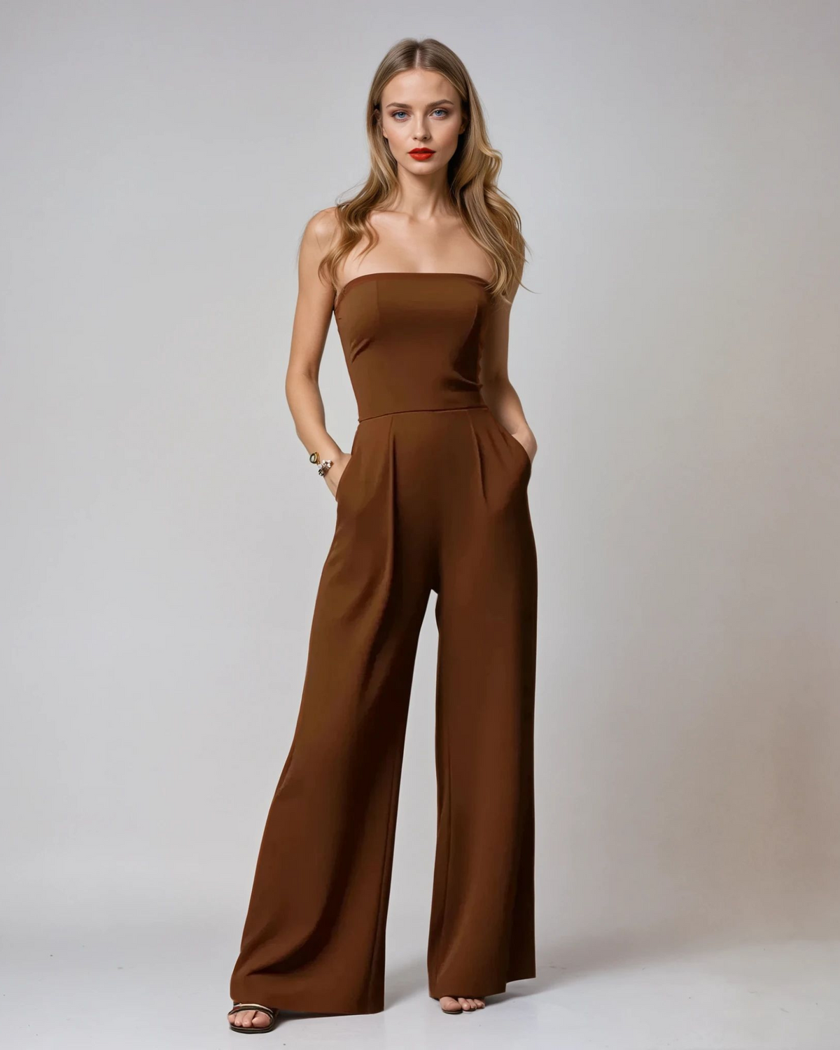Women's Strapless Jumpsuit | Crepe Cocktail Style | Elegant Formal Wear | Nova Muse