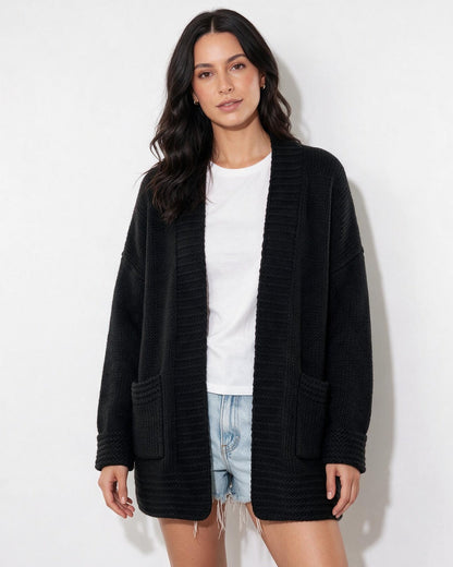 Long Cardigan | Women | Longline Knit | Open Front | Long Sleeve Layering | Nova Muse