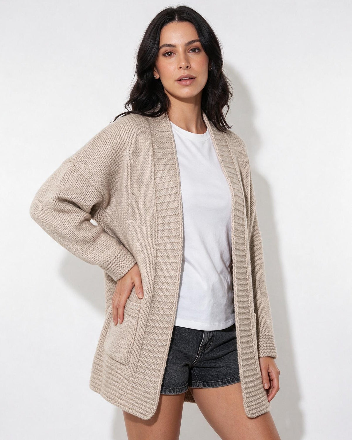 Long Cardigan | Women | Longline Knit | Open Front | Long Sleeve Layering | Nova Muse