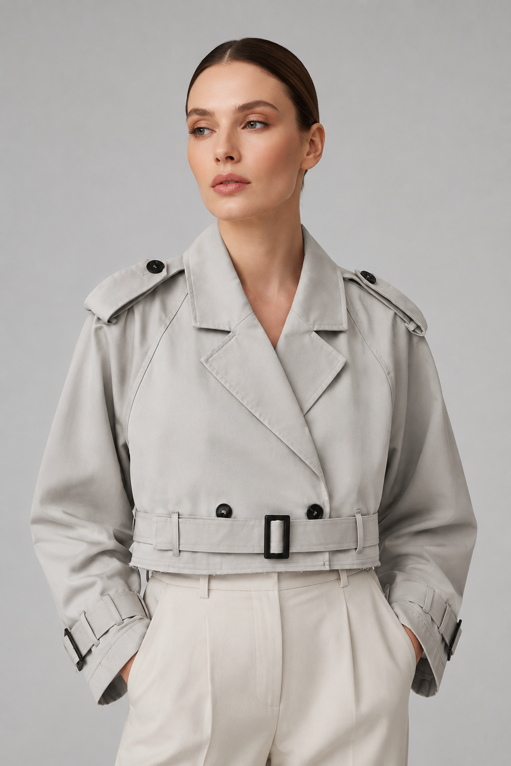 Women's Short Trench Coat | Women | LShort Trench Coat | Women | Lightweight Fabric Blend | Double Breasted Outerwear | Nova Museightweight Fabric Blend | Double-Breasted | Steven & Levon