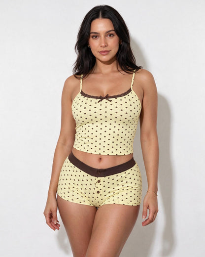 Polka Dot Shortie Pyjama Set | Women | Cami & Shorts | Lounge Sleepwear | Nova Muse