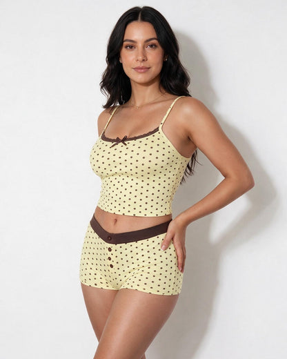 Polka Dot Shortie Pyjama Set | Women | Cami & Shorts | Lounge Sleepwear | Nova Muse