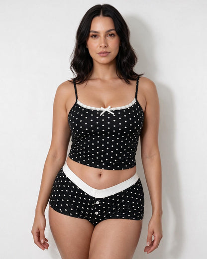 Polka Dot Shortie Pyjama Set | Women | Cami & Shorts | Lounge Sleepwear | Nova Muse