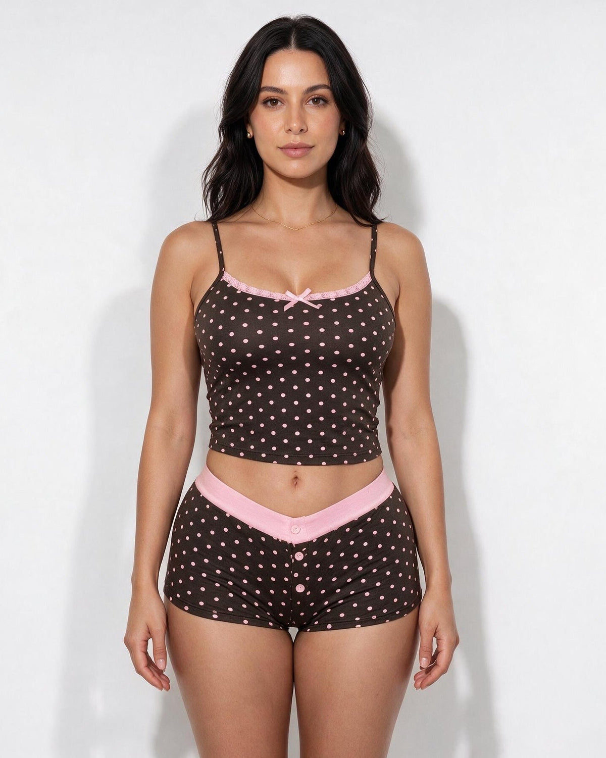 Polka Dot Shortie Pyjama Set | Women | Cami & Shorts | Lounge Sleepwear | Nova Muse