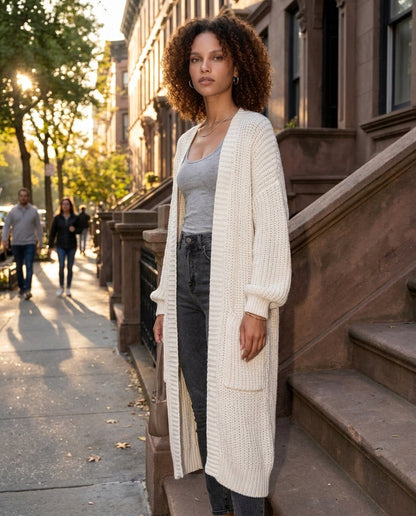 Long Coatigan Cardigan | Women | Longline Knit | Open Front | Casual Layering | Nova Muse