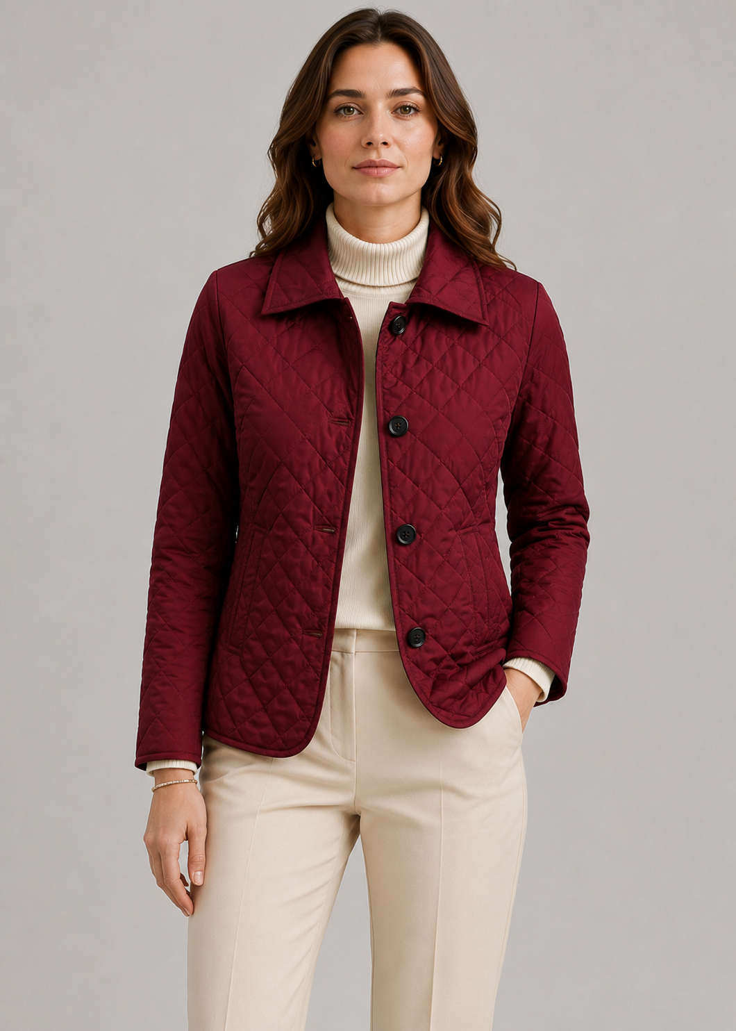 Women’s Quilted Button-Up Jacket | Lightweight Warm Coat | Premium Fabric | Nova Muse