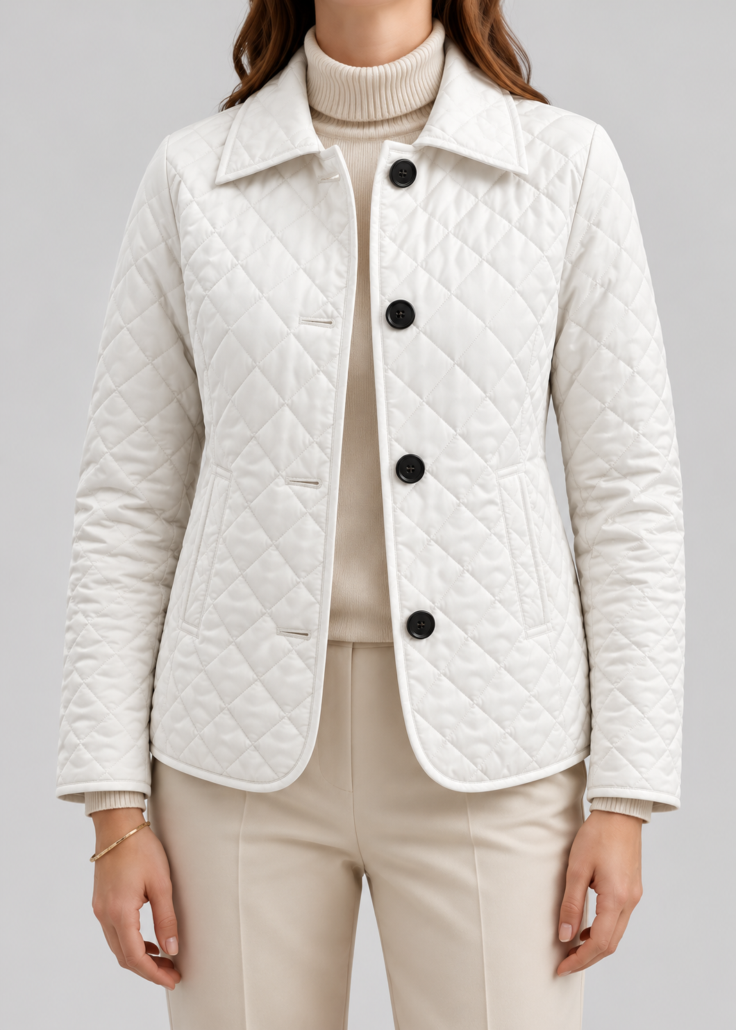 Women’s Quilted Button-Up Jacket | Lightweight Warm Coat | Premium Fabric | Nova Muse
