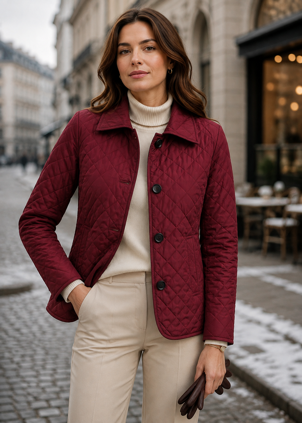 Women’s Quilted Button-Up Jacket | Lightweight Warm Coat | Premium Fabric | Nova Muse
