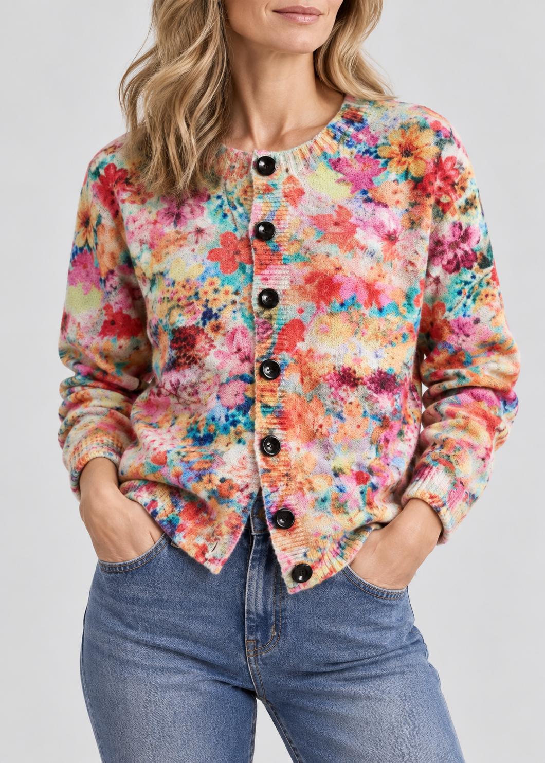 Floral Knit Cardigan | Women | Button-Up Sweater | Soft Knit | Casual Layering | Nova Muse