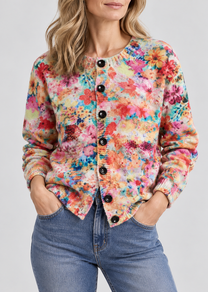 Floral Knit Cardigan | Women | Button-Up Sweater | Soft Knit | Casual Layering | Nova Muse