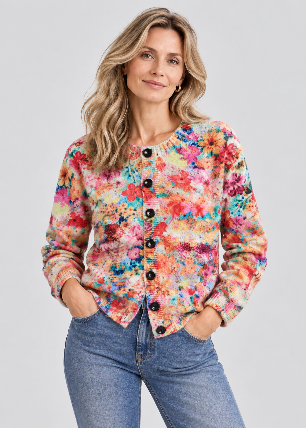 Floral Knit Cardigan | Women | Button-Up Sweater | Soft Knit | Casual Layering | Nova Muse