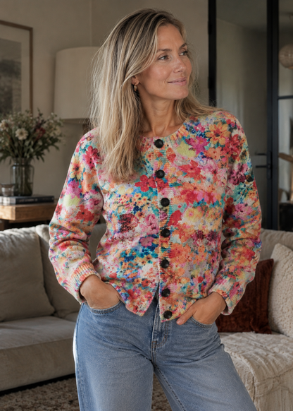 Floral Knit Cardigan | Women | Button-Up Sweater | Soft Knit | Casual Layering | Nova Muse