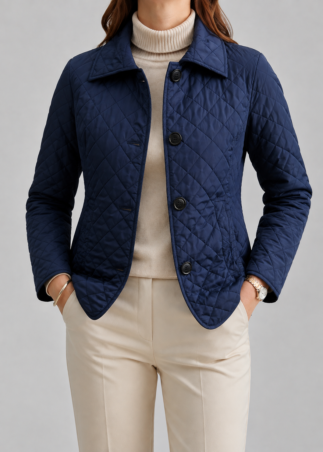 Women’s Quilted Button-Up Jacket | Lightweight Warm Coat | Premium Fabric | Nova Muse