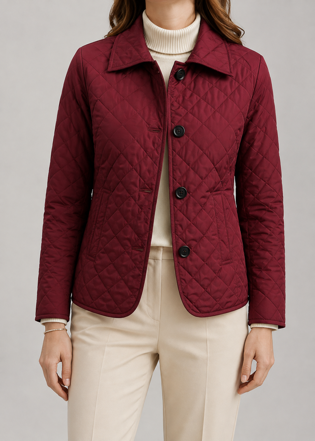 Women’s Quilted Button-Up Jacket | Lightweight Warm Coat | Premium Fabric | Nova Muse