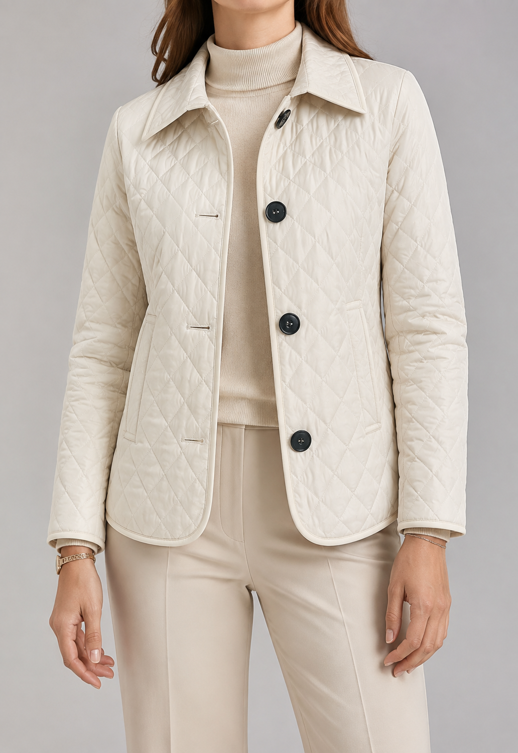 Women’s Quilted Button-Up Jacket | Lightweight Warm Coat | Premium Fabric | Nova Muse