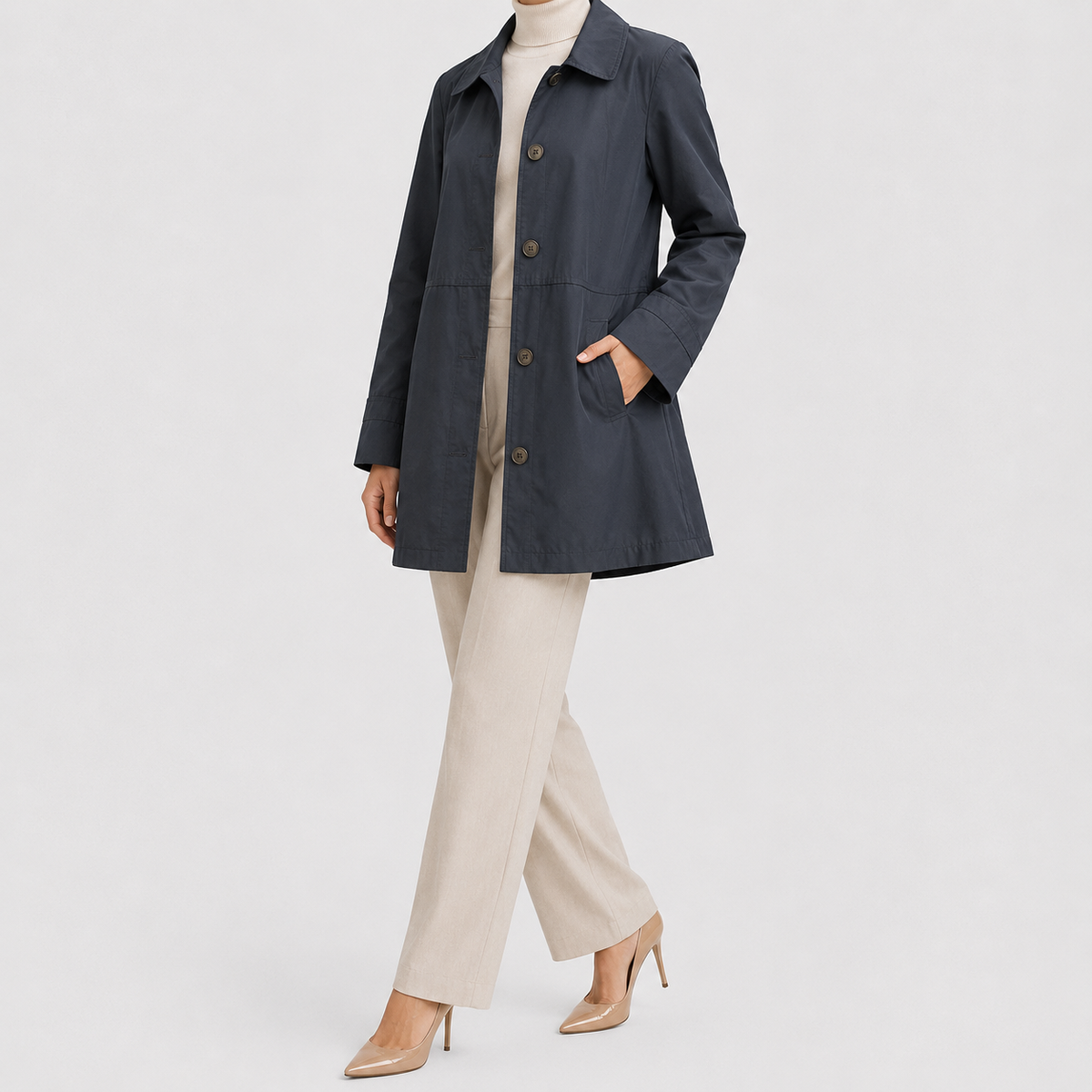 Long Trench Coat | Women | Lightweight Fabric Blend | Single Button Longline Outerwear | Nova Muse