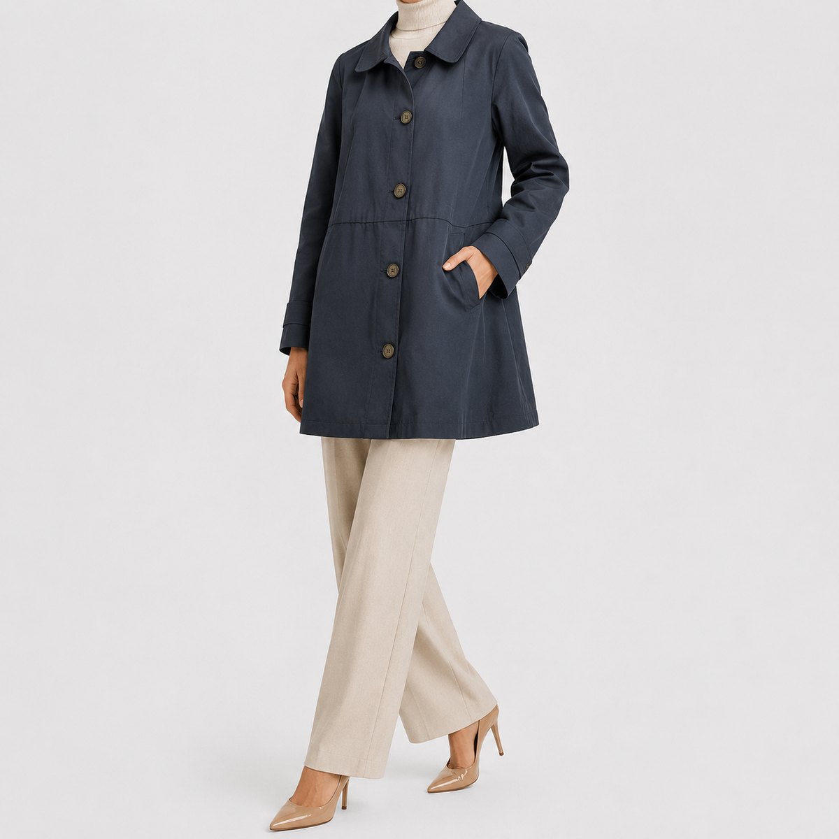 Long Trench Coat | Women | Lightweight Fabric Blend | Single Button Longline Outerwear | Nova Muse