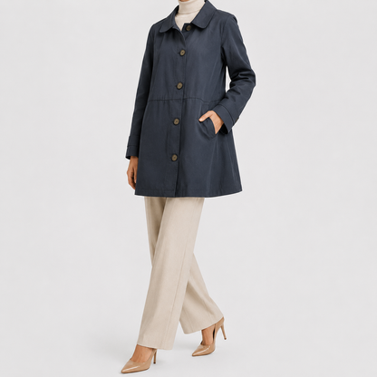 Long Trench Coat | Women | Lightweight Fabric Blend | Single Button Longline Outerwear | Nova Muse