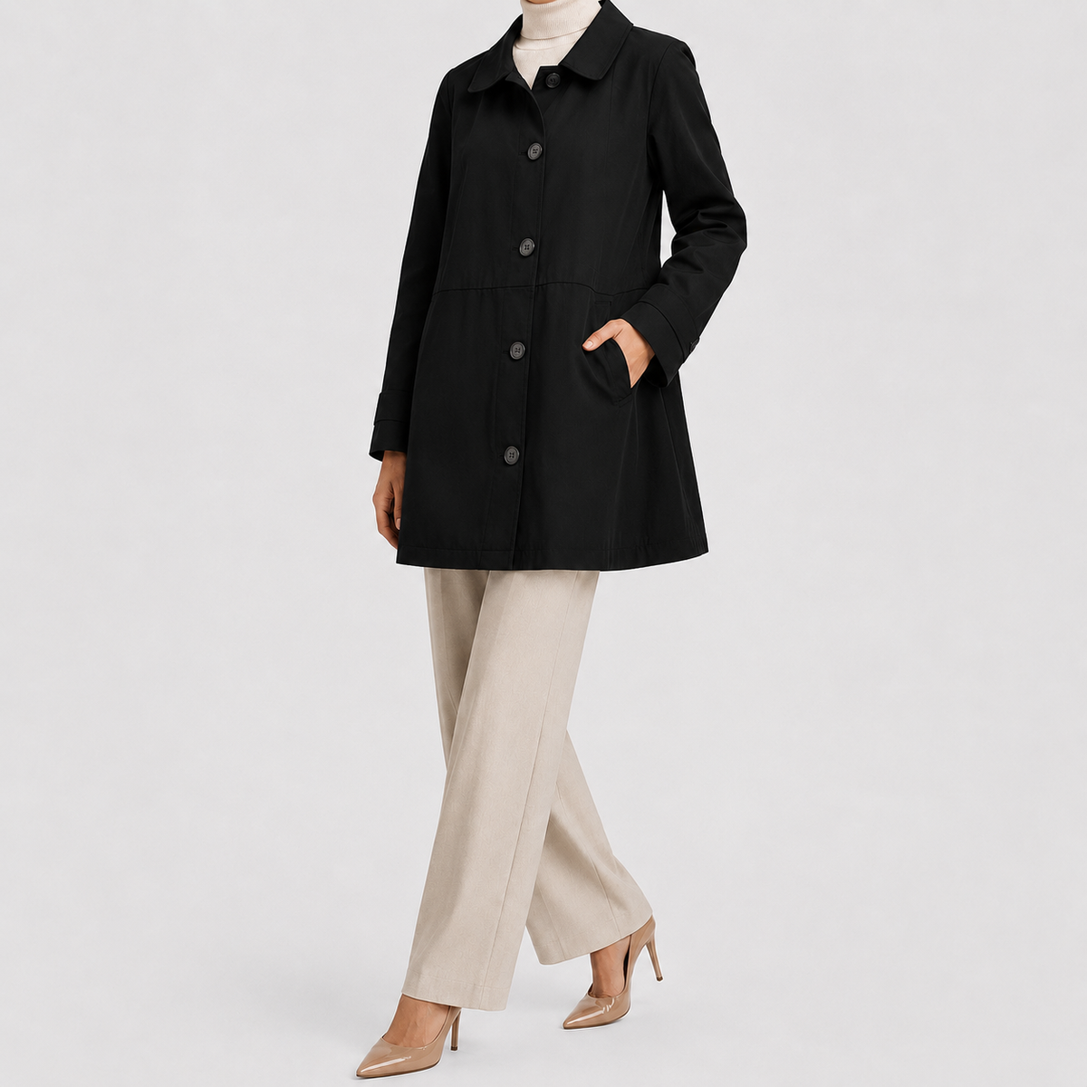 Long Trench Coat | Women | Lightweight Fabric Blend | Single Button Longline Outerwear | Nova Muse