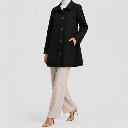 Long Trench Coat | Women | Lightweight Fabric Blend | Single Button Longline Outerwear | Nova Muse