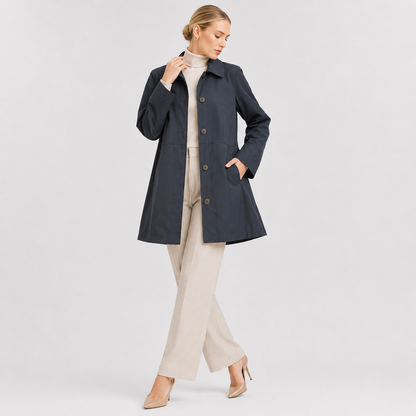 Long Trench Coat | Women | Lightweight Fabric Blend | Single Button Longline Outerwear | Nova Muse