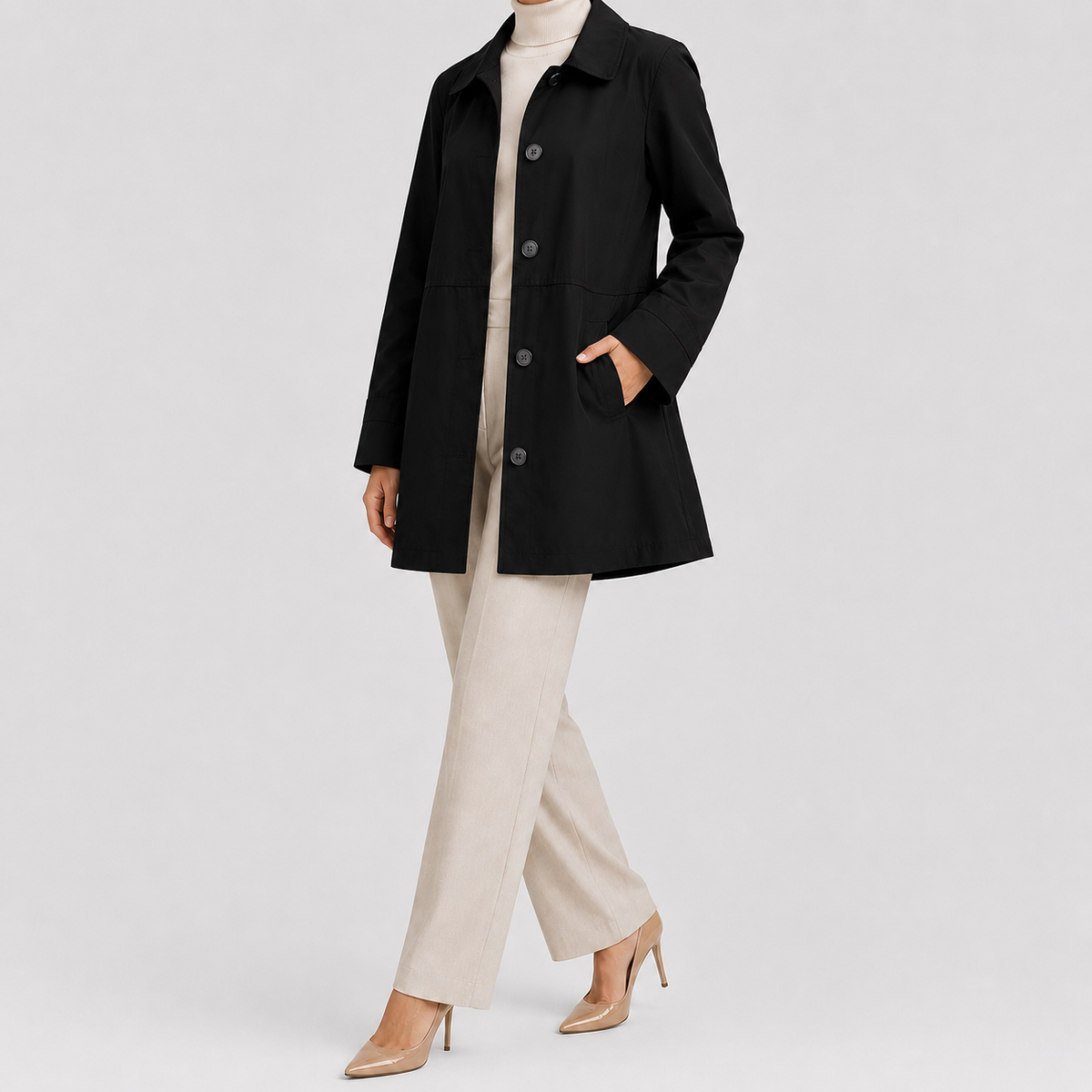 Long Trench Coat | Women | Lightweight Fabric Blend | Single Button Longline Outerwear | Nova Muse
