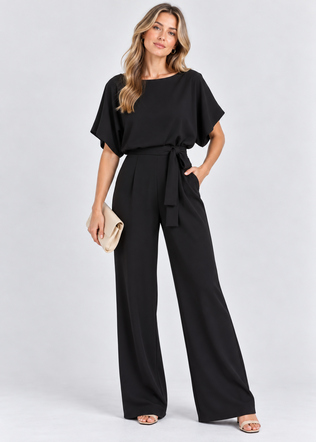 Women's Wide Leg Jumpsuit | Belted Waist | Elegant Formal Wear | Nova Muse