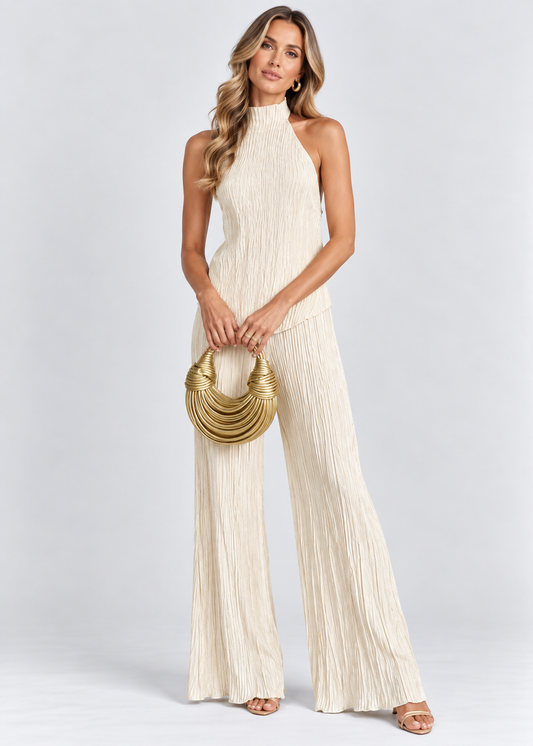 Women's Plissé Jumpsuit | Halter Neck | Backless Elegant Style | Nova Muse