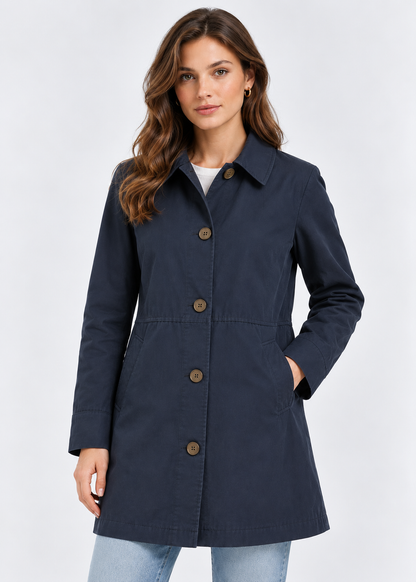 Long Trench Coat | Women | Lightweight Fabric Blend | Single Button Longline Outerwear | Nova Muse