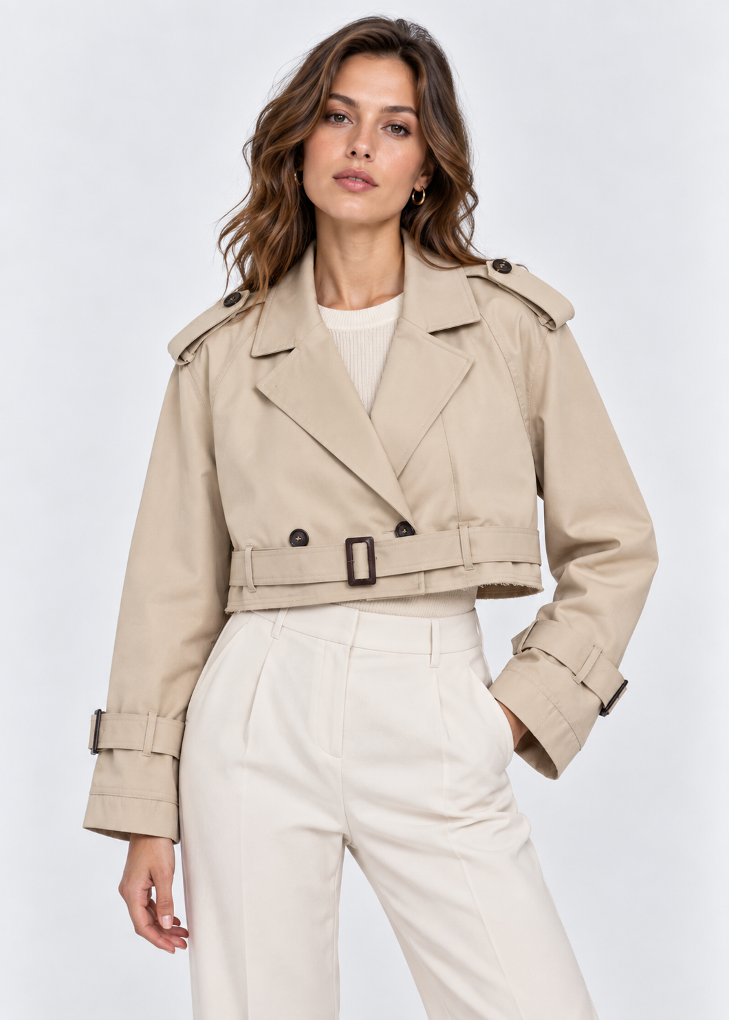 Women's Short Trench Coat | Women | LShort Trench Coat | Women | Lightweight Fabric Blend | Double Breasted Outerwear | Nova Museightweight Fabric Blend | Double-Breasted | Steven & Levon