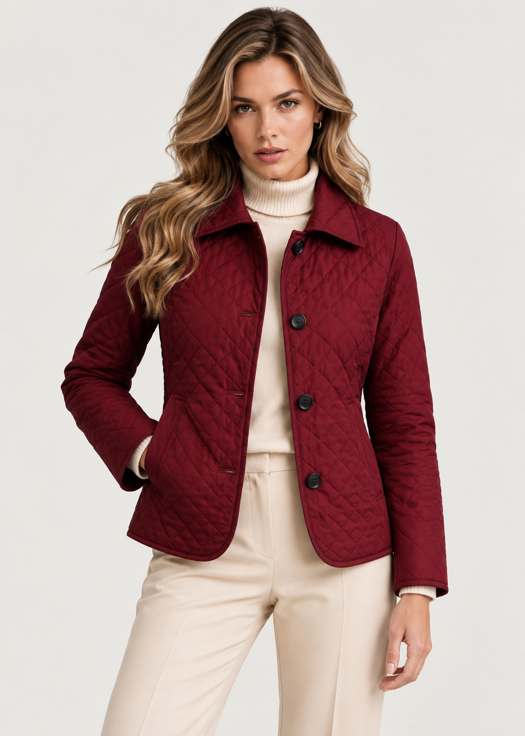 Women’s Quilted Button-Up Jacket | Lightweight Warm Coat | Premium Fabric | Nova Muse