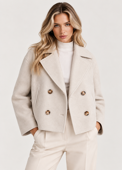 Women’s Double-Breasted Jacket | Short Tailored Blazer Coat | Smart Casual Layering | Nova Muse
