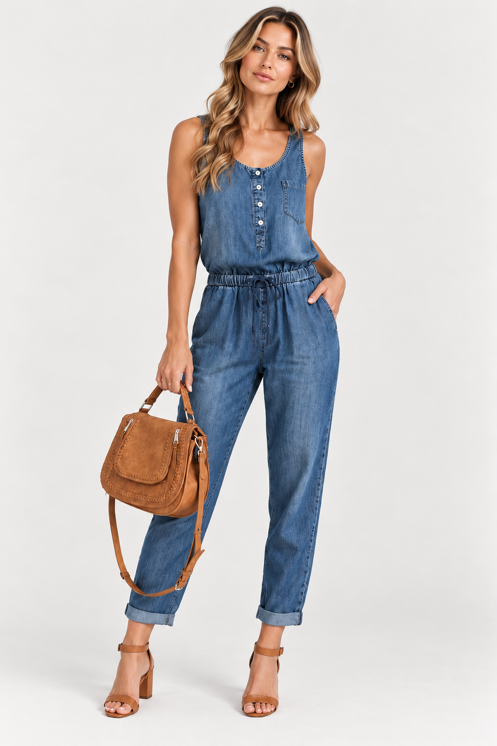 Women's Denim Jumpsuit | Soft Tencel Fabric | Casual Relaxed Fit | Nova Muse