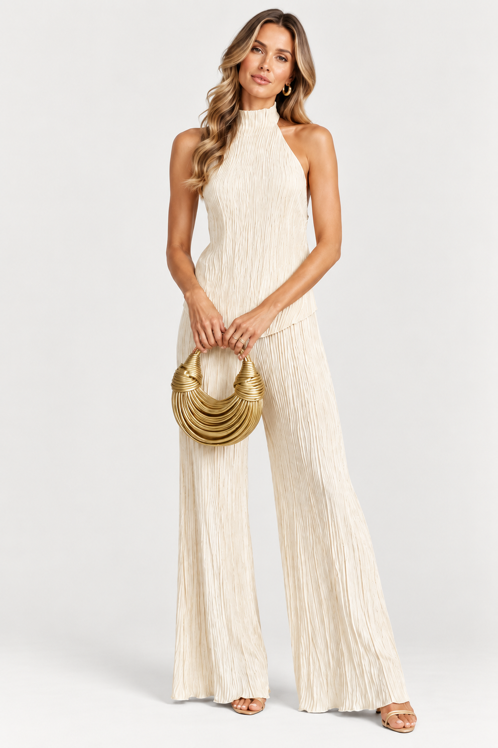 Women's Plissé Jumpsuit | Halter Neck | Backless Elegant Style | Nova Muse