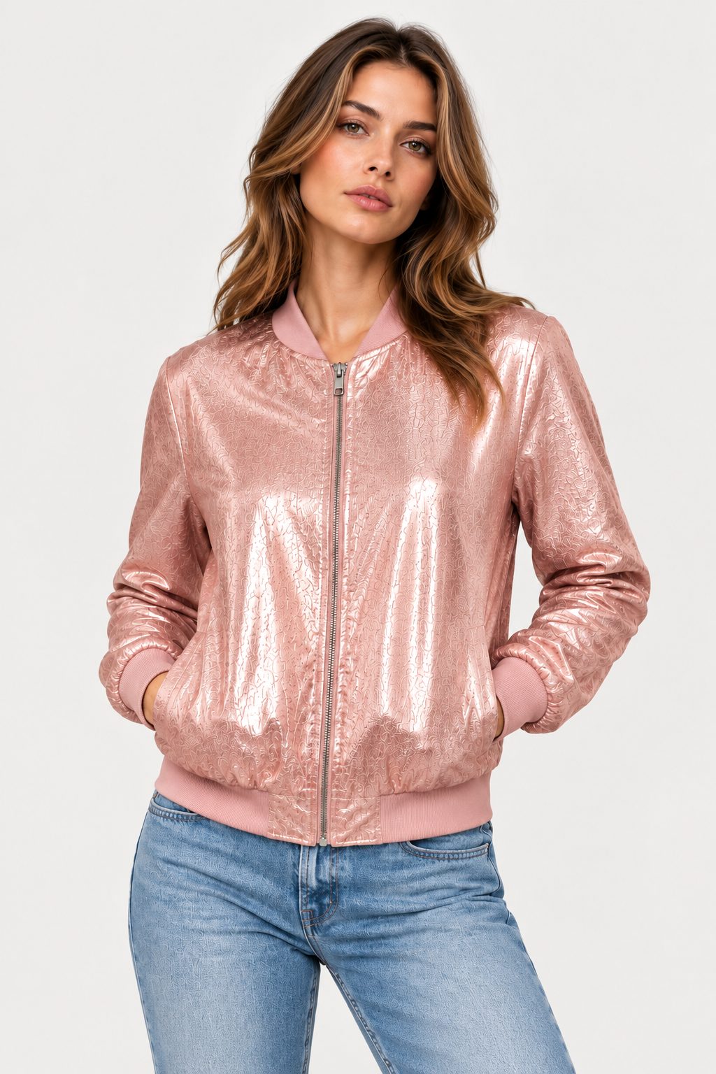 Shiny Bomber Jacket | Women | Zip Front | Lightweight Outerwear | Nova Muse
