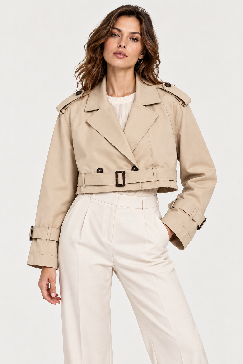 Women's Short Trench Coat | Women | LShort Trench Coat | Women | Lightweight Fabric Blend | Double Breasted Outerwear | Nova Museightweight Fabric Blend | Double-Breasted | Steven & Levon