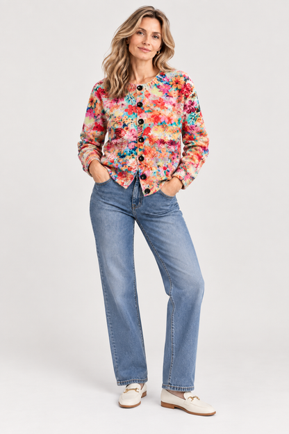 Floral Knit Cardigan | Women | Button-Up Sweater | Soft Knit | Casual Layering | Nova Muse