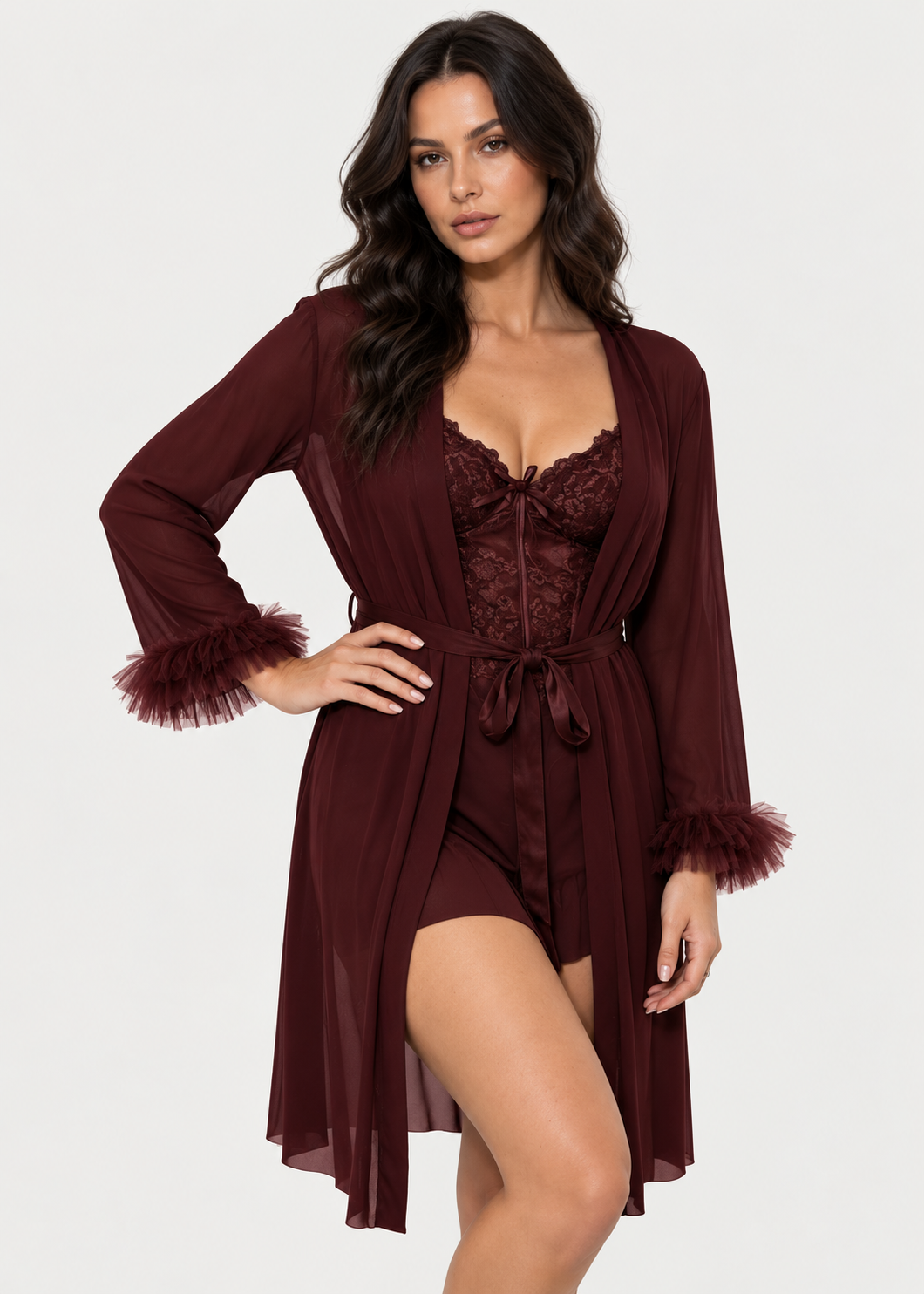 Lace Chemise & Robe Set | Women | Sheer Lingerie | Elegant Nightwear Set | Nova Muse