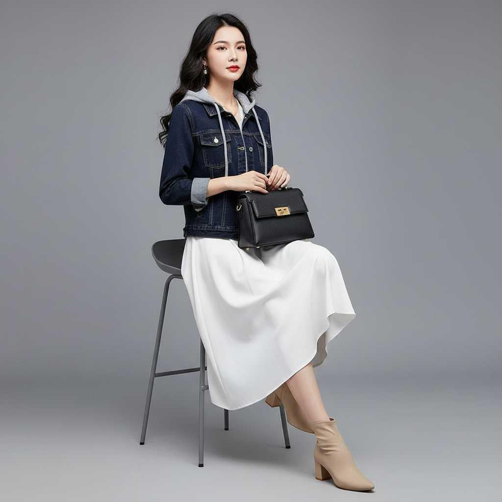 Denim Jacket with Removable Hood | Women's Jacket Outerwear