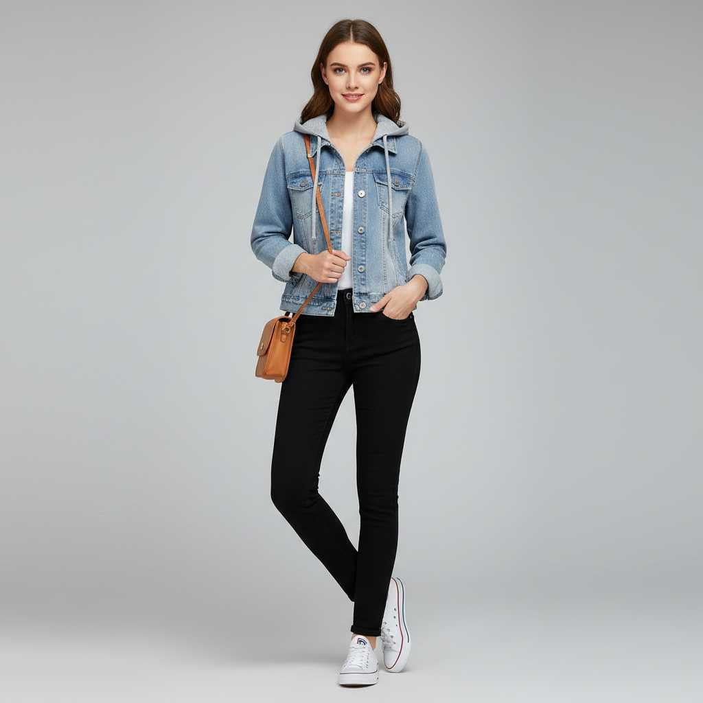 Denim Jacket with Removable Hood | Women's Jacket Outerwear