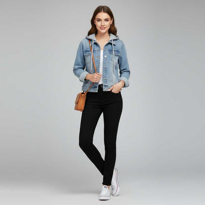 Denim Jacket with Removable Hood | Women's Jacket Outerwear