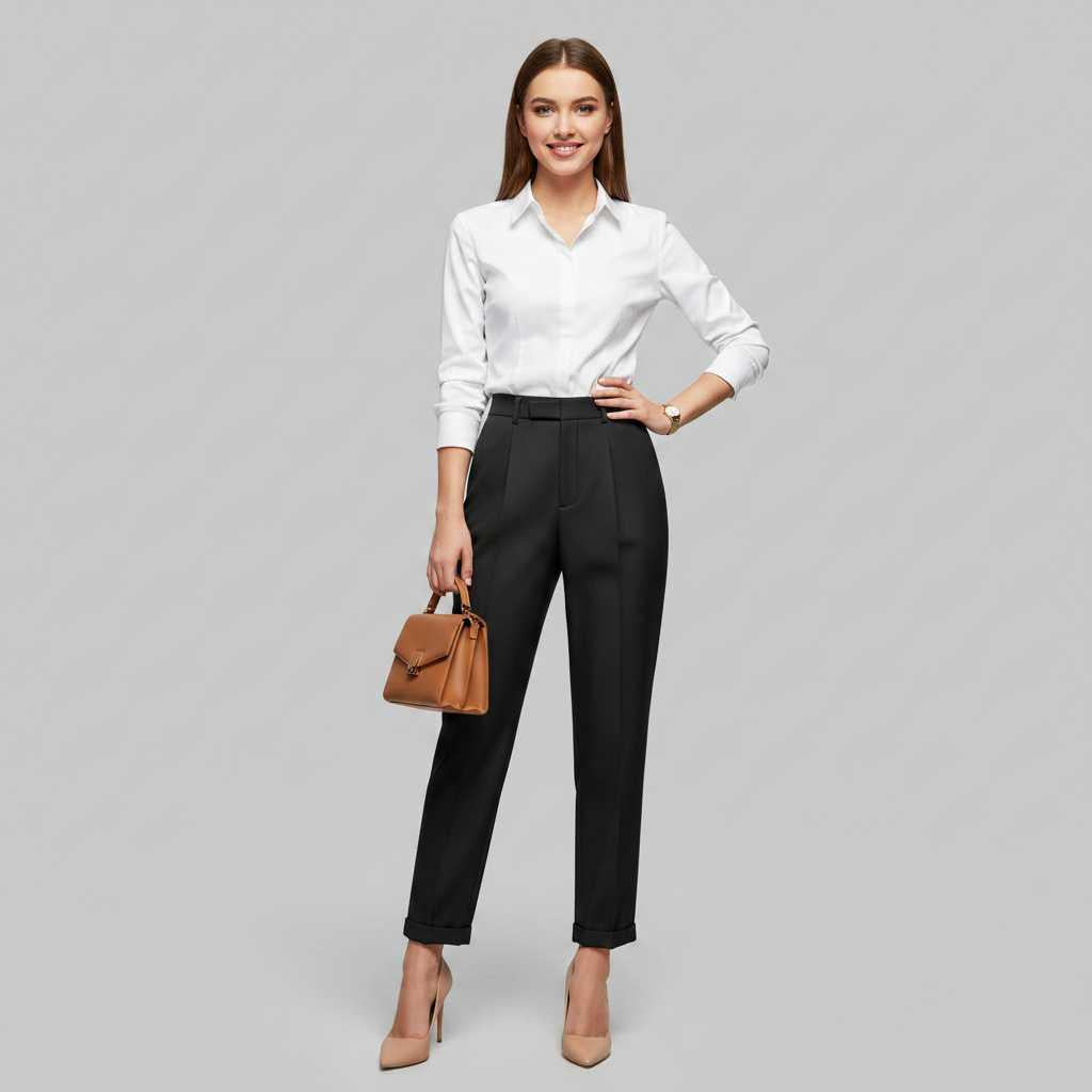 Elegant High Waist Women's Trousers | Office Wear