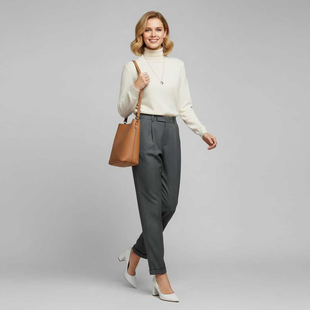 Elegant High Waist Women's Trousers | Office Wear