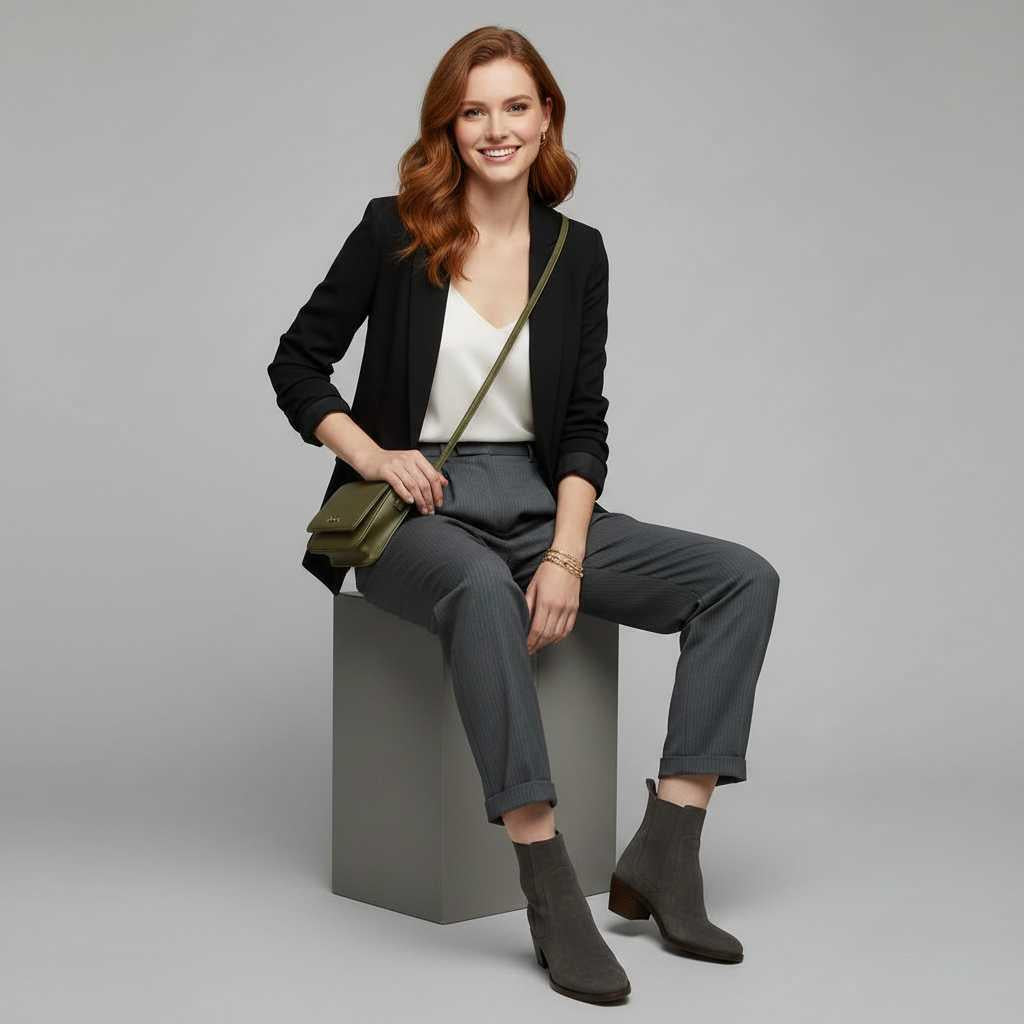 Elegant High Waist Women's Trousers | Office Wear
