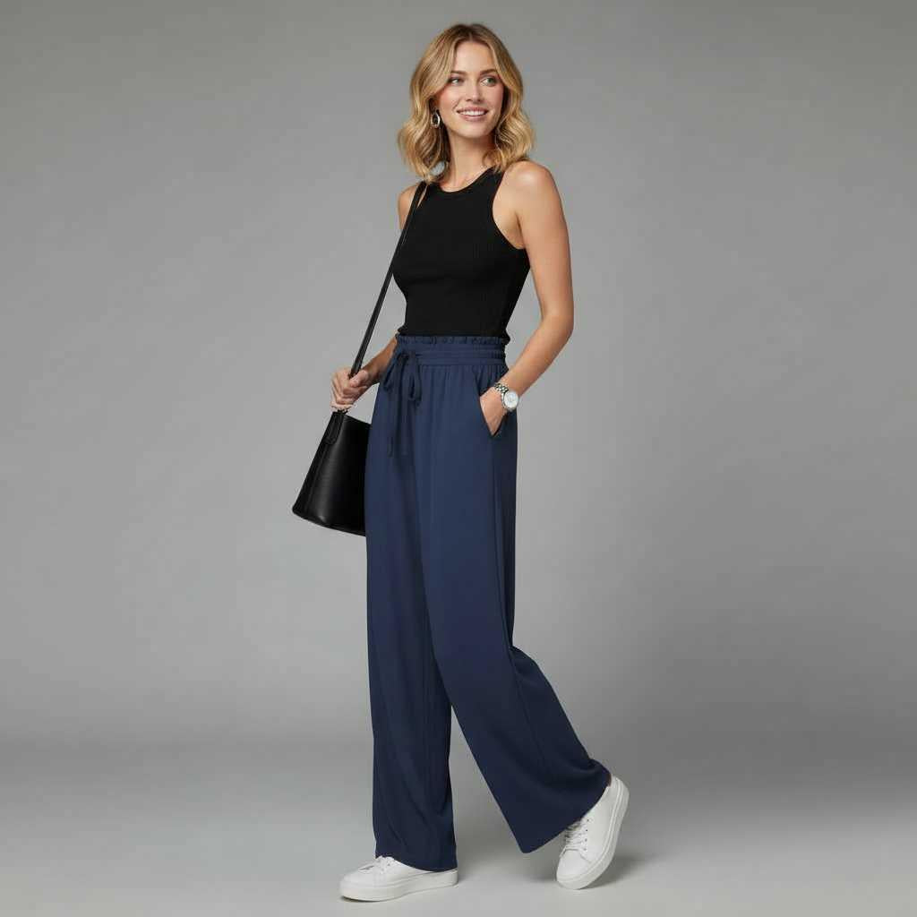 Elegant Linen Wide Leg Trousers for Women | Comfortable Fit
